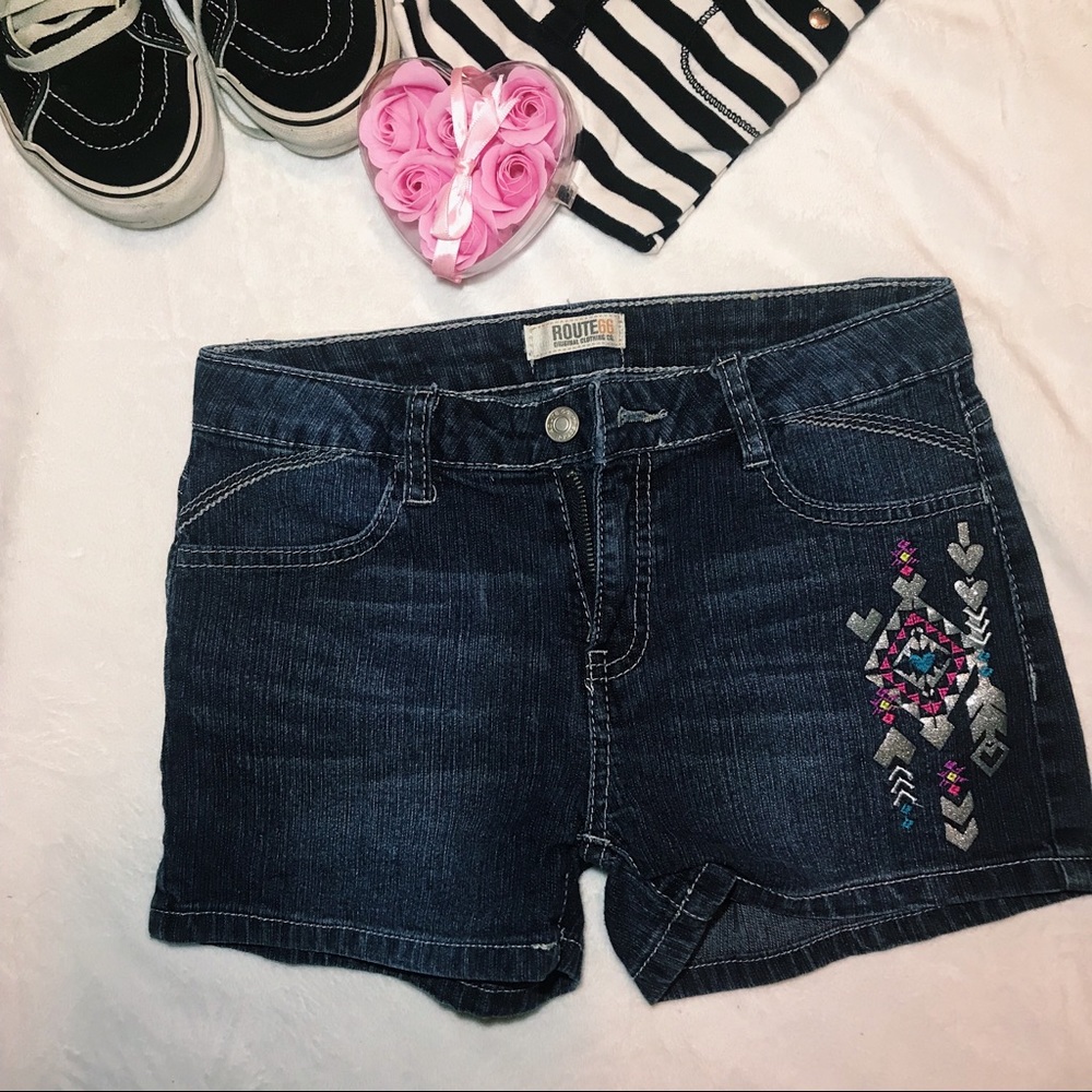 Route 66 Embroidered Girl’s Shorts